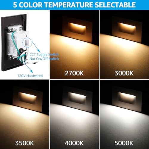 LEONLITE 6-Pack 5CCT 120V LED Step Lights, Bronze