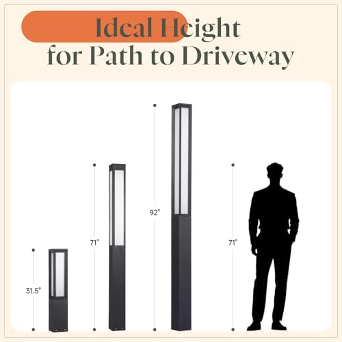 92" Tall Landscape Path Light, 100-240V Bollard