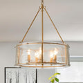Gold Glass Drum Chandelier for Dining Room