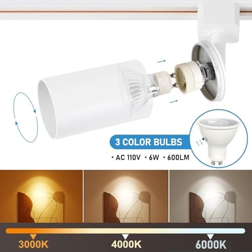 3-Color Dimmable Plug-In Track Lighting, 3-Light White