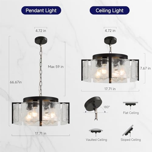 17.7" Modern Black Dining Chandelier