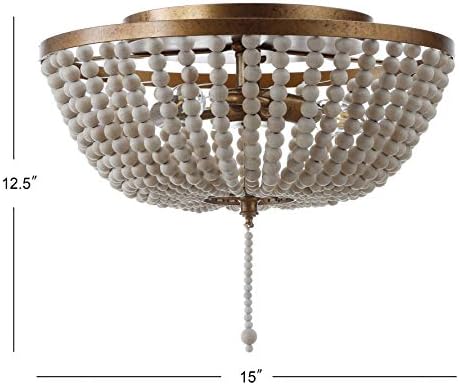 JONATHAN Y Allison 15" Wood Beaded Flush Mount