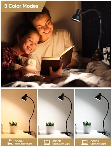 LiFMIRA Clip-on Reading Light, 3 Color Modes, Black