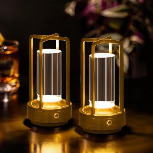 Cordless Rechargeable Crystal Table Lamp, Gold