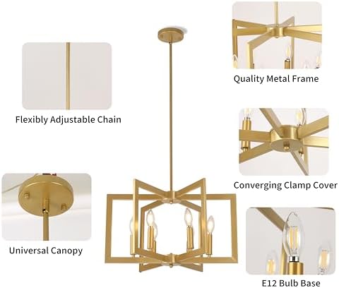 6-Light Gold Geometric Pendant Light