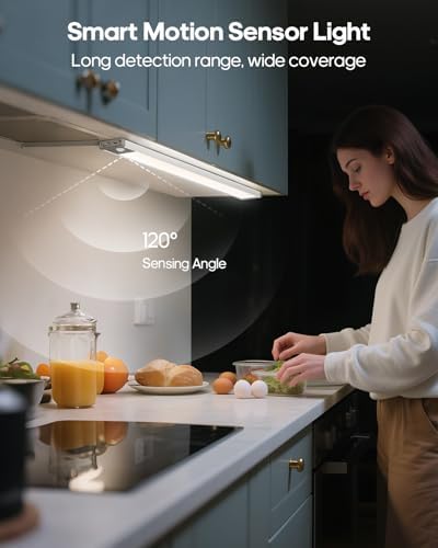 17.5inch Under Cabinet Lighting, 4500Mah Motion Sensor Light Indoor