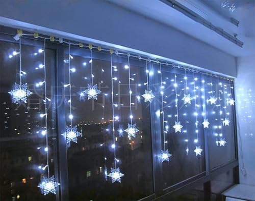Christmas Snowflake LED Curtain Lights, 11.5ft, 96LED