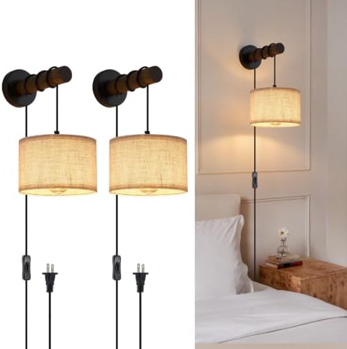 XSDeTu Plug-in Wall Sconces Set of 2