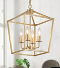 Industrial 4-Light Chandelier, Gold Metal Cage