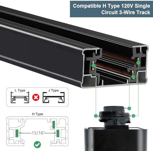 BISAMIYA H-Type Track Lighting, 3-Pack Black