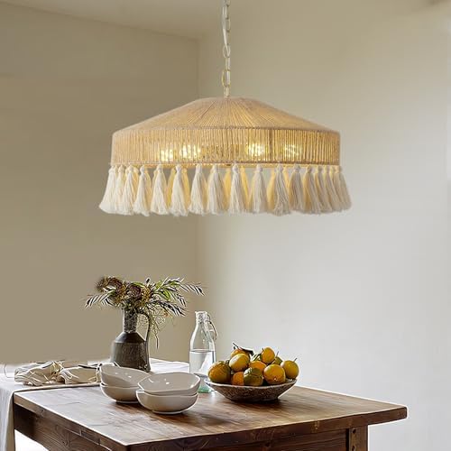 Boho Hand-Woven Rattan Chandelier Pendant Light