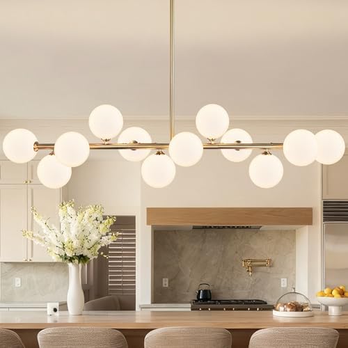 Gold 12-Light Linear Dining Room Chandelier