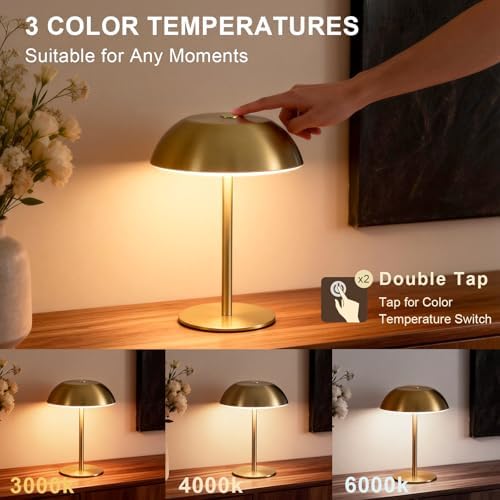 Small Rechargeable Cordless LED Table Lamp, Gold