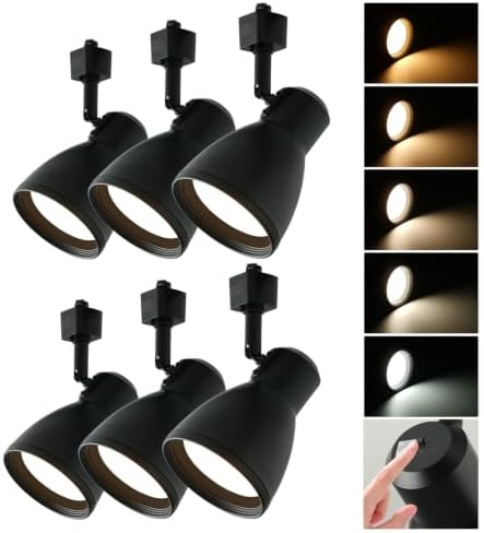 mirrea 6-Pack H-Type LED Track Lighting Heads, Black