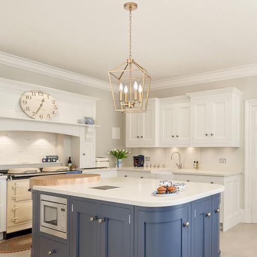 MELUCEE 4-Light Gold Farmhouse Chandelier