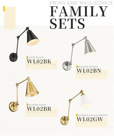 LIROUVET Black Swing Arm Wall Sconces, Set of Two