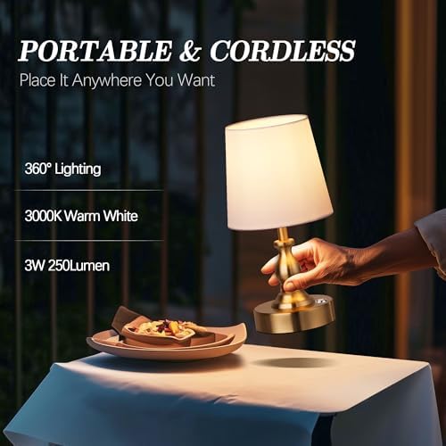 PARTPHONER Mini Cordless LED Table Lamp, 5200mAh