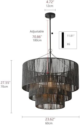 Aiwen 27.55 Inch Matte Black Pendant Light