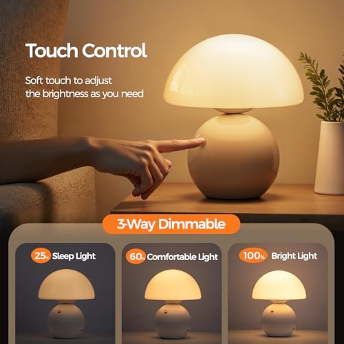 NIORSUN Wireless Mushroom Lamp, 5200mAh, White