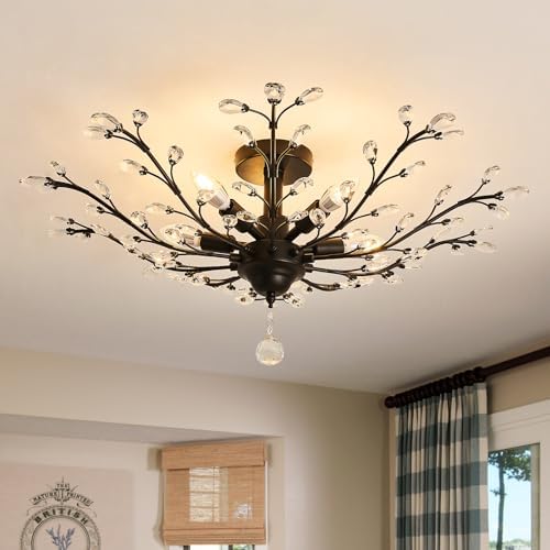 CVKASH 5-Light Crystal Chandelier, Black