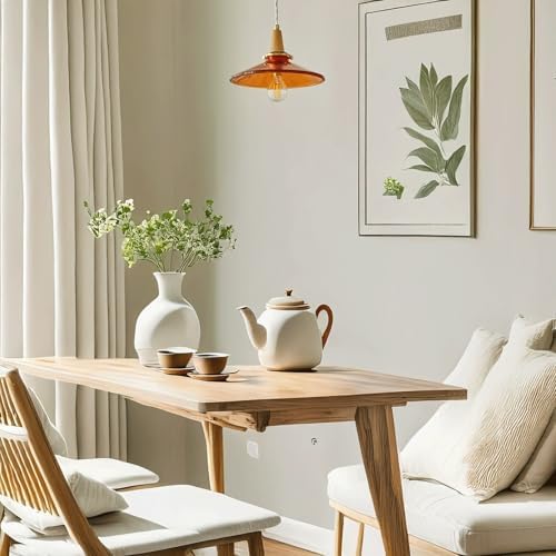 Oldsix-66 Amber Glass Pendant Light, Brass Finish
