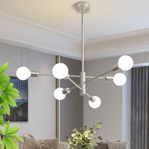 Brushed Nickel 6-Light Modern Chandelier