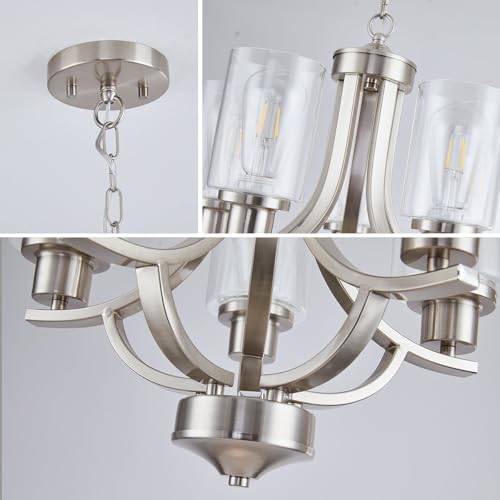 5-Light Brushed Nickel Dining Room Chandelier