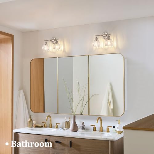 Shenmoyl 2-Light Bathroom Vanity Light, Satin Nickel