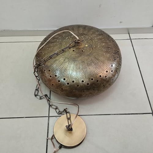 Moroccan Gold Brass Pendant Light, 17.70 Inch