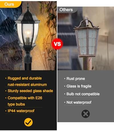 Outdoor 21" Aluminum Post Lantern, Seeded Glass