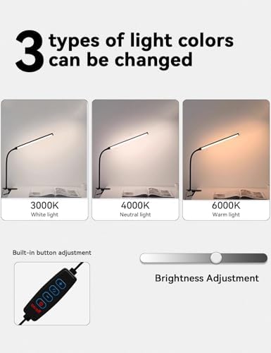 2 Pack USB LED Desk Lamps with Clamp