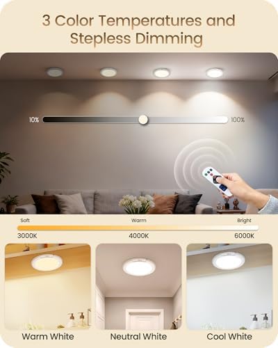 Rechargeable Motion Sensor Ceiling Light, Remote, Magnetic