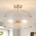 Semi Flush Mount Ceiling Light Fixture Glass Drum Chandelier Entryway
