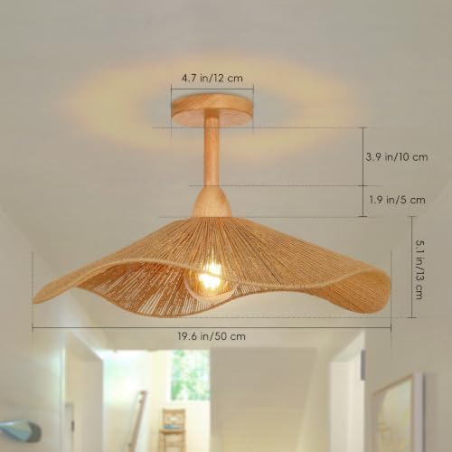 19.6" Large Rattan Pendant Light