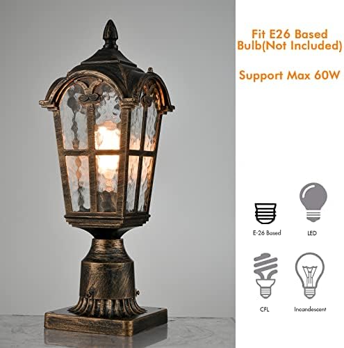 YUBOLE Water-Tempered Glass Outdoor Post Light