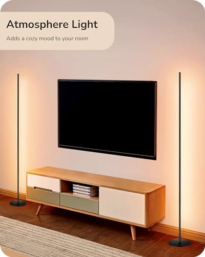 EDISHINE 59.84" LED Corner Floor Lamp, Black