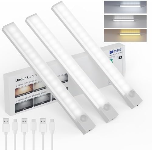 8-in Under Cabinet Lighting Rechargeable,Wireless Motion Sensor 3Pack