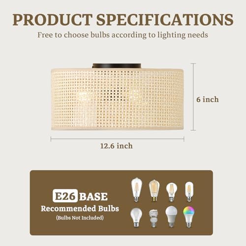 13-Inch 3-Light Woven Drum Ceiling Light