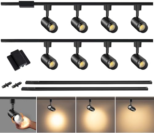 Zoomable 8-Light LED Track Lighting Kit, 12W Black