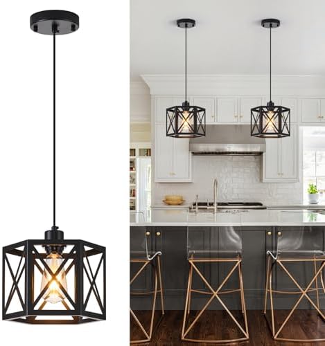 XSDeTu 2 Pack Black Farmhouse Pendant Lights