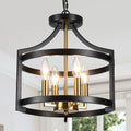 Farmhouse 4-Light Black and Gold Chandelier
