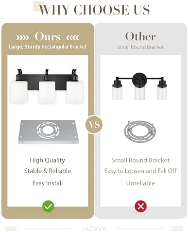 3-Light 19 Inch Bathroom Vanity Light, Black