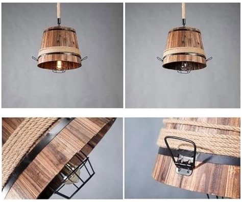 Modern Industrial Wood and Metal Pendant Light