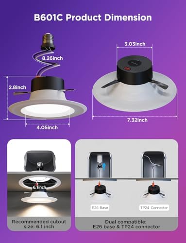 Govee Smart Retrofit 6 Inch Recessed Lighting, 4 Pack
