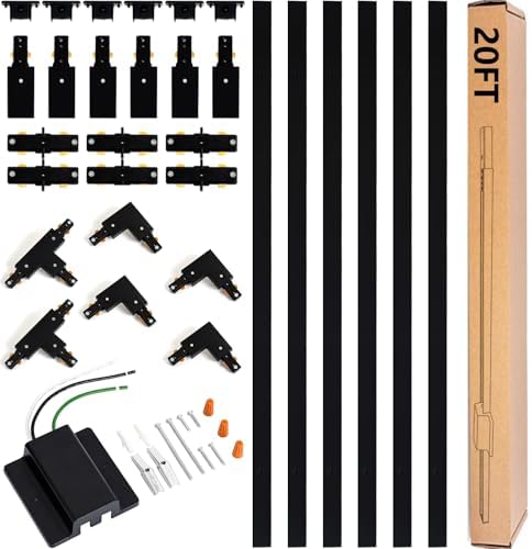 20FT H Track Lighting Rails Kit, Black