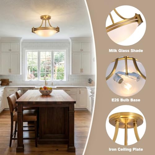 Bektas 16 inch Gold Semi Flush Mount Ceiling Light