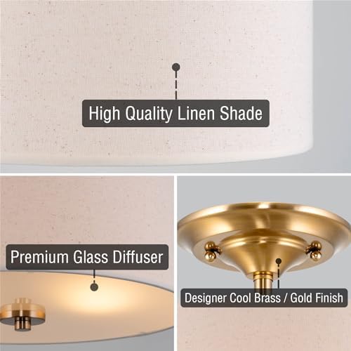 Kira Home Addison 13" 2-Light Semi Flush Mount Ceiling Light