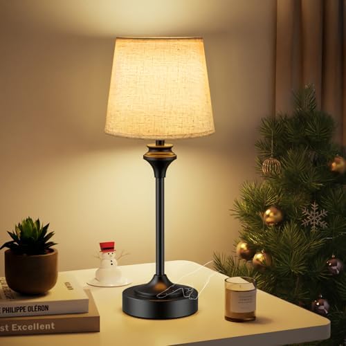 NIORSUN Portables Cordless Table Lamp,Flaxen Fabric Shade Battery