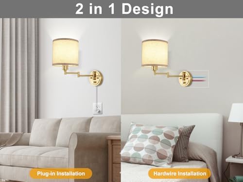 GOODATE Plug in Wall Sconces with Remote Control, Dimming & Adjustable