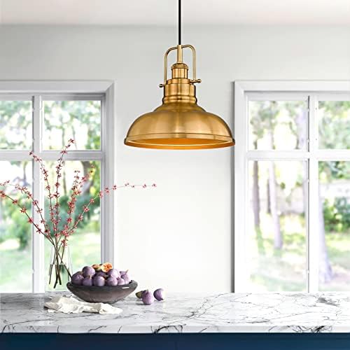 zeyu Farmhouse Pendant Light, Gold, 1-Light